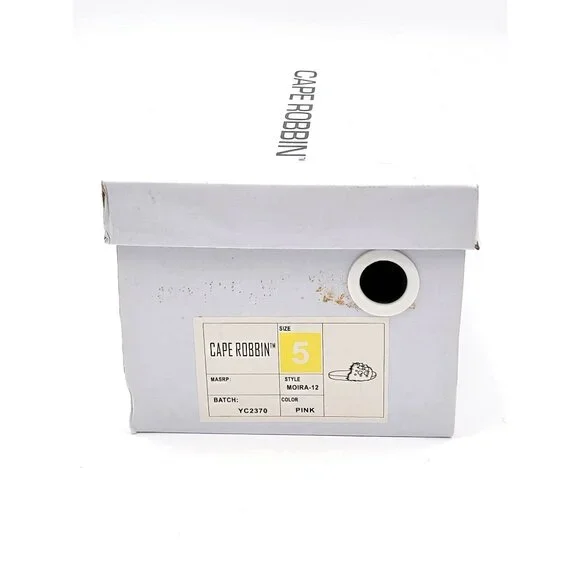 Cape Robbin Moira Women Slip On Skids Sandal Size 5 Pink Faux Fur & Pearl Accent - Picture 2 of 8